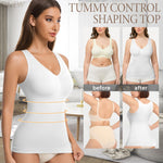 ONEW Compression Tank Tops for Women Shapewear Tummy Control Seamless Body shaper Deep V Neck Cami Shaper,White,Medium