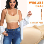 Wireless Sewn in Padded Bras for Women Comfortable Full Coverage Bralettes No Underwire Everyday Tshirt Bra