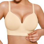 Popilush Bras for Women No Underwire Supportive Push Up Bralettes Wireless Full Coverage Plus Size T-Shirt Bra (32A-DD) Skin