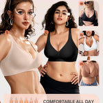 OEAK Womens Deep V Bras Wireless Comfortable Bra Supportive No Underwire Bras Tshirt Push Up Bralettes Plunge Seamless Bra Carbon Black 3XL