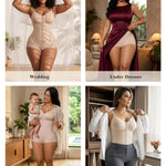 YIANNA Postpartum Fajas Colombianas Moldeadoras Full Body Shapewear Tummy Control for Women Body Shaper Girdles Compression Garment with Side Bust Pad, YA7510-Black-L