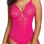 Popilush Shapewear Bodysuit Lace Corset Tops for Large Bust Tummy Control Low Back Thong Bodysuits for Women