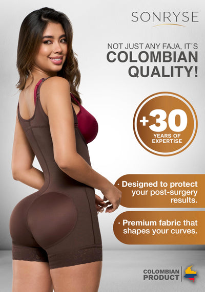 Sonryse Stage 2 faja Tummy Tuck Compression Garment | Faja Body Shaper Shapewear for Women | Fajas Colombianas Moldeadoras Chocolate XS