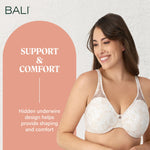 Bali Passion for Comfort Minimizer Bra, Full-Coverage Underwire Bra with Seamless Cups, Everyday Bra, No-Bulge Smoothing, Leaf Print, 34D