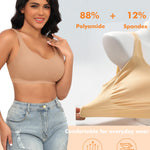 Seamless Jelly T Shirt Bras for Women No Underwire Comfort Wireless Padded Bralettes Soft Support Bras(#02 Latte(Padded)-Wide Strap,Small)