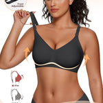Vertvie Womens Wireless Jelly Bras No Underwire Push Up Seamless Bra Supportive Full Coverage Bralette Regular and Plus Size(Black,Medium)
