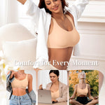 Wireless Jelly Seamless Bras for Women No Underwire Tshirt Full Coverage Padded Bra Comfortable Supportive Everyday Bralettes(01#Nude(Full Coverage),L)
