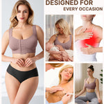 BRABIC Front Closure Post Surgery Compression Bras for Women Mastectomy Bra with Adjustable Straps Wirefree Purple Brown