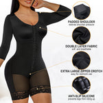 SHAPERX Women's Fajas Colombianas Shapewear Postpartum Tummy Control Arm Slimming Full Body Shaper with Zipper Crotch, SZ7503-Black-L