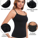 EUYZOU Women Shapewear Tummy Control Camisole Tops - Scoop Neck Sexy Compression Tank Tops Seamless Body Shaper, Black M
