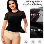 Nebility Womens Mesh Sheer Tops Short Sleeve Tee Crewneck Crop Top Going Out Date Outfits Fashion Clothes 2026（XX-Large,Black）