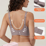 Showyoo Women's Wireless Bras Seamless Full Coverage Bralette No Underwire Comfort T-Shirt Bra with Lace Panel Insert Gray S