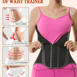 GainKee Latex Waist Trainer for Women Workout Waist Cincher Trimmer Belly Belt Tummy Control Body Shaper Sport Girdle Black XS