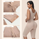 JOSHINE Faja Colombiana Knee Length Full Body Shapewear for Women Tummy Tuck Compression Garment Lipo Boards Post Surgery 360 Faja Completa Para Mujer with Adjustable Hook Closure Tan 2XL