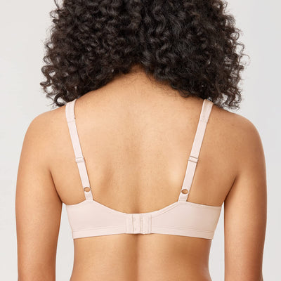 DELIMIRA Women's Minimizer Bra Plus Size Underwire Smooth Full Coverage Seamless Bras Rose White 34E