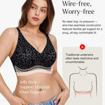 Popilush Womens Wireless Bra Seamless No Underwire Push Up Plunge Deep V Bralette with Adjustable Straps Everyday Comfortable T-Shirt Bra Leopard Black