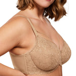 HSIA Minimizer Bras for Women Full Coverage, Unlined Lace Sexy Plus Size Underwire Bra for Large Breasts Beige