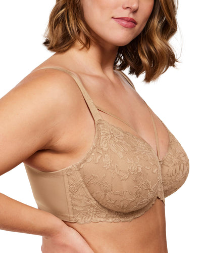 HSIA Minimizer Bras for Women Full Coverage, Unlined Lace Sexy Plus Size Underwire Bra for Large Breasts Beige