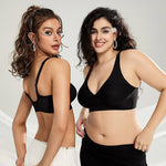 OEAK Womens Deep V Bras Comfortable Bra Support Push Up Bralettes Low Cut no Underwire Bra Plunge Seamless Tshirts Bras XX-Large Black