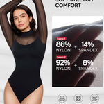 Nebility Women Long Sleeve Bodysuit Turtleneck - Mesh Shapewear Body Suit Tops Thong Going Out Tops Fall Outfits