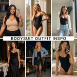 herslims Tummy Control Bodysuit for Women, Sculpting Shapewear, Brief, Thong, or Mid-Thigh Faja, Black Mid-Thigh Faja XXS/XS