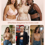 HSIA Minimizer Bras for Women Full Coverage Pearl Shimmer Plus Size Lace Unlined Bra with Underwire, Light Beige 38DDD