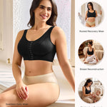 BRABIC Front Closure Compression Bras for Women Post Surgery Wireless Surgery Sleep Bra(Black, Small)