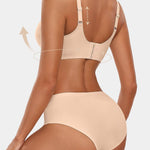 Vertvie Women Seamless Jelly Bras No Underwire Supportive Wireless Push Up Full Coverage Bralette Comfy Scalloped T-Shirt Bra(Nude,Large)