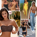 Vertvie Womens Strapless Bra Jelly Push Up Seamless Bandeau Bra Wireless Non Slip Silicone Tube Top Bras Padded Bralette(Leopard Coffee,Small)