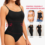 Nebility Shapewear Bodysuits for Women Tummy Control Square Neck Seamless Full Body Shaper Top for Daily Wear Smooths Waist Black Bodysuit