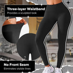 BRXL Women's Lycra No Front Seam Abdominal Control High Waist Seamless Gym Running Leggings Black Large