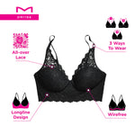 Maidenform Women's Pure Comfort Wireless Lace Longline Bralette, Lightly Lined Convertible Bra