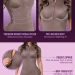Snatched Body Full Bodysuits for Women's Short Sleeves Jumpsuits | Soft Control Short Shapewear Romper | Body de Mujer Caramel 3XL