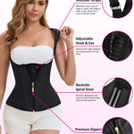 GainKee Latex Waist Trainer for Women Tummy Control Underbust Waist Cincher Corset Shapewear Body Shaper with Zipper Hook L Black