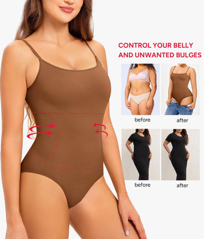 Nebility Shapewear Bodysuit for Women Tummy Control Square Neck Seamless Full Body Shaper Top for Daily Wear Smooths Waist Womens Bodysuits