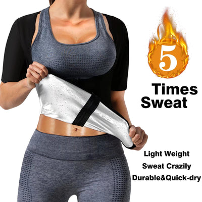 DYUAI Sauna Shirt for Women Sauna Suit for Women Waist Trainer Sauna Sweat Vest Workout Body Shaper Zipper(6005-07-L)