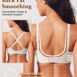 Werena Womens Deep V Bras Jelly Wireless Push Up Everyday Seamless Bra No Underwire Supportive Lifting Tshirt Bralette (White,XL)