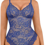 FeelinGirl Lace Shapewear Bodysuit Tummy Control V-Neck Sleeveless Tank Top