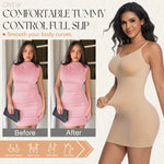 ONEW Shapewear Slips For Under Dress Deep V Neck Tummy Control Full Slip Adjustable Strap Seamless Body Shaper For Women,Beige,Large