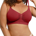 Bralettes for Women Wireless Stretchable Adjustable No Underwire Comfortable Everyday Bra Burgundy X-Large