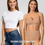 Vertvie Womens Seamless Jelly Bras No Underwire Comfort Push Up Bras Buttery Soft Wireless Bralette Full Coverage Sports Bra(Praline,Large)