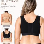 BRABIC Post Surgery Front Closure Bras for Women No Underwire Compression Bra Surgical Mastectomy Everyday Bra （Black, Medium