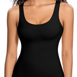 ONEW Shapewear Camisoles Seamless Tummy Control Compression Tank Tops Waist Trainer Body Shaper for Women,Black,Medium