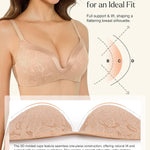 Popilush Lace Wireless Bras with Support and Lift - Push Up Bra for Women No Underwire Comfy Deep V Bralettes Fits B-D Cups