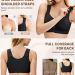BRABIC Zip Front Closure Wireless Bras for Women Post Surgery Compression Mastectomy Surgical Back Smoothing Bra (Black, Medium)