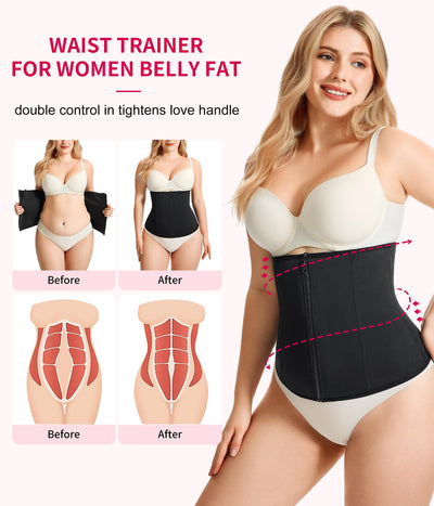 Gotoly Waist Trainer for Women Zipper Corset Shapewear Tummy Control Faja Body Shaper Waist Cincher Workout Girdle(Black,3X-Large)