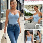 Nebility Women's Shapewear Bodysuit Tummy Control Body Suit Built in Bra Tank Camisole Seamless Mid Thigh Body Shaper