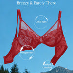Popilush Minimizer Bra for Women 38DDD Full Bust & Back Smoothing, Full Coverage Everyday Underwire Lace Bra - Red Lacquer Color