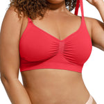 Wireless Bras for Women Seamless No Underwire Soft Comfortable Bralettes for Everyday Wear Red X-Large