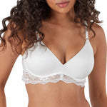 Maidenform Women's Wireless, Natural Lift & Shaping, Convertible Bra with Lace, White